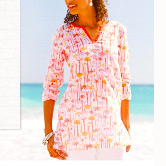 J. JILL Cotton V-Neck Tropical Print
Blouse, tangerine - Picture 1 of 7